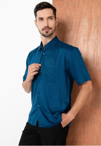 ORLANDO blue Short Sleeve Jacquard Shirt - RL42801B221 7604BAA6C3EA0EGS_1