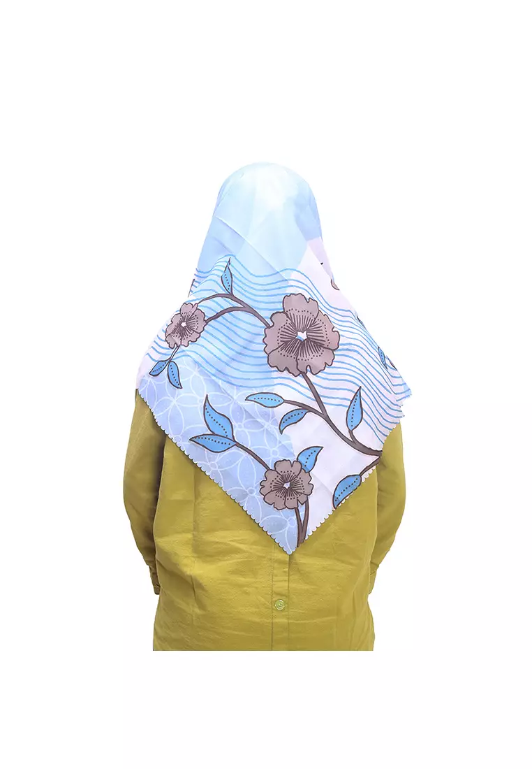 Hijab Scarf Batik Semar Gelar Kusumo Biru 115x115 cm