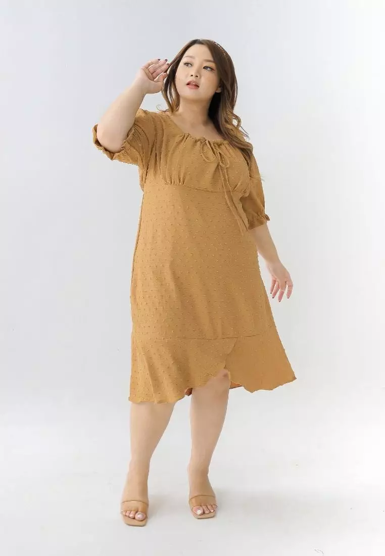 Plus Size Dress Clarissa Mustard