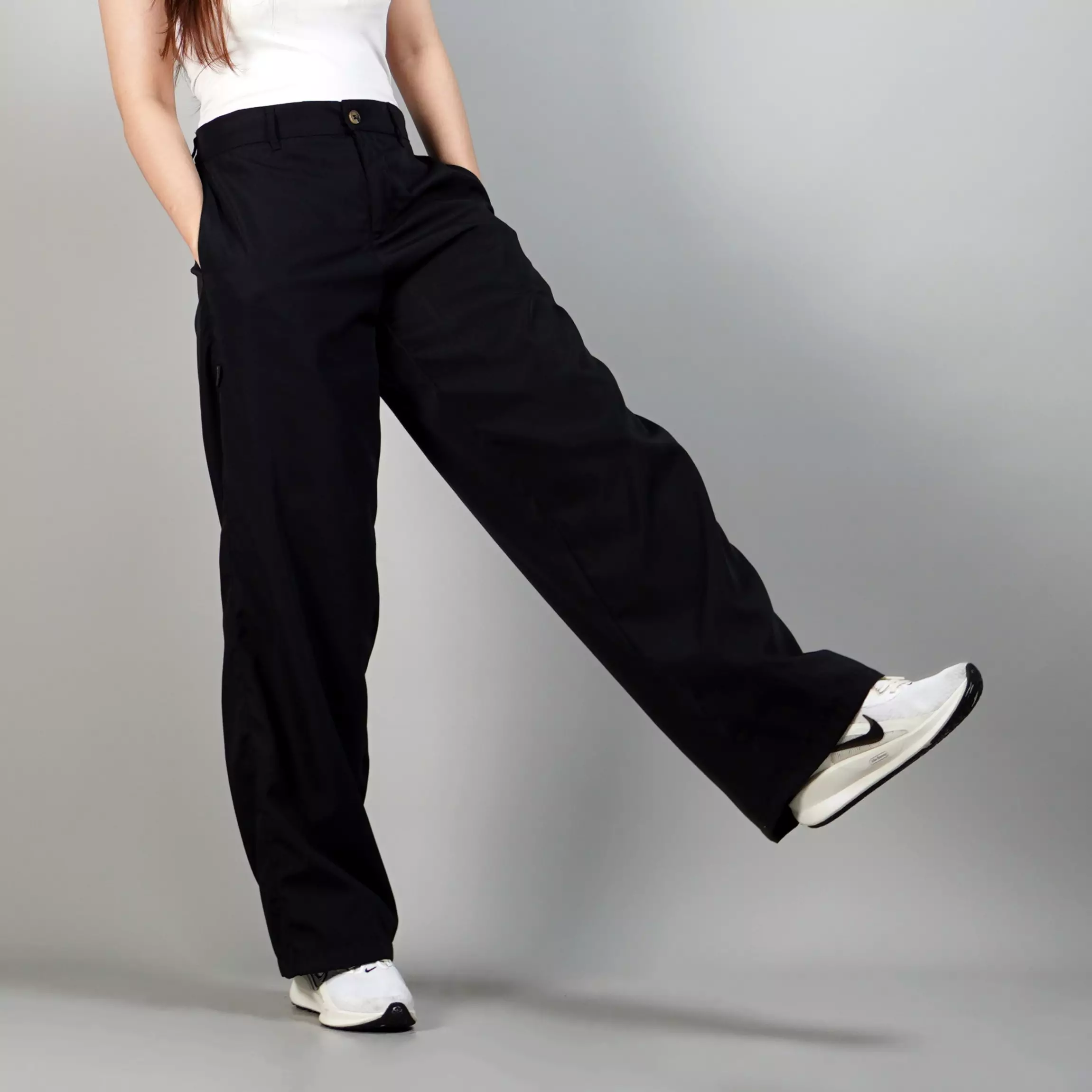 KORY Celana Wanita Loose Fit Pants Celana Loose Wanita - HITAM