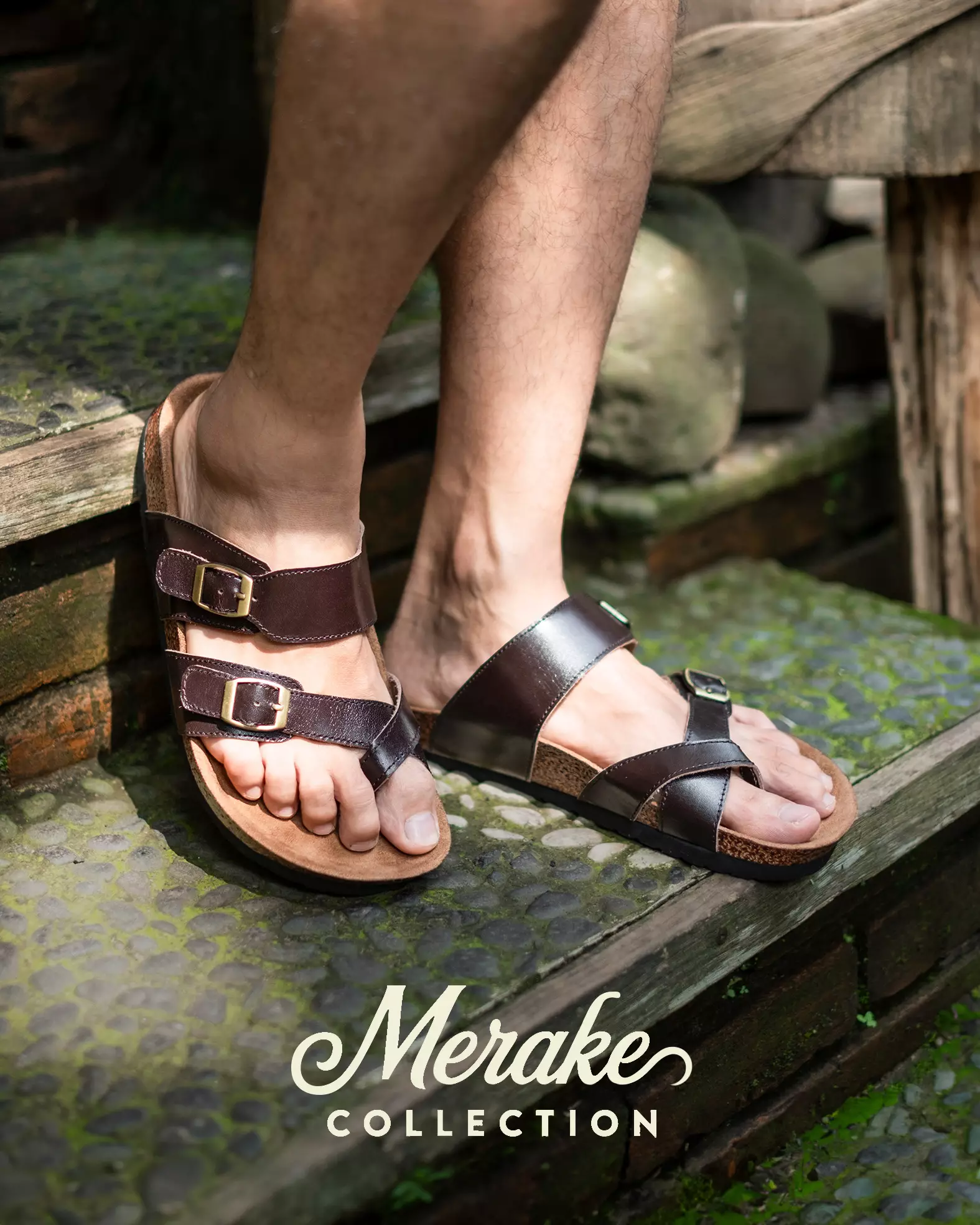 Marhadi Sandal Pria Sendal Kulit Asli Genuine Leather - Merake Brown