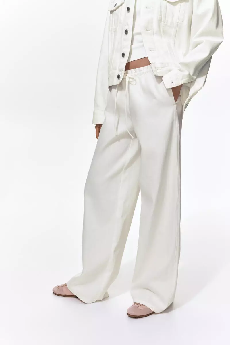 Denim pull-on trousers