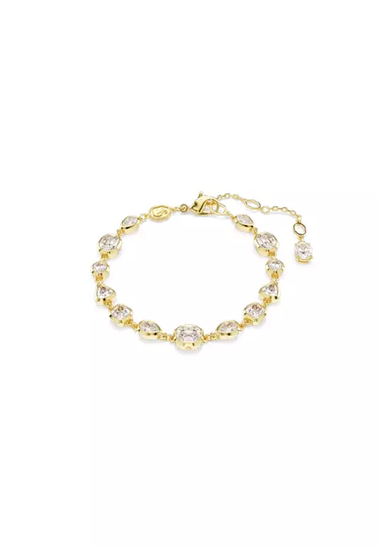 Imber Tennis Bracelet, Mixed Cuts, White, Gold-Tone Plated