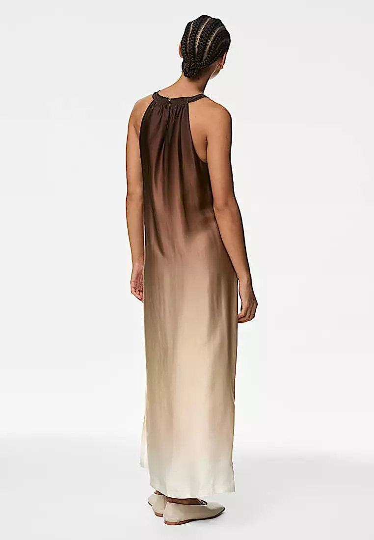 Ombre Round Neck Midaxi Column Dress