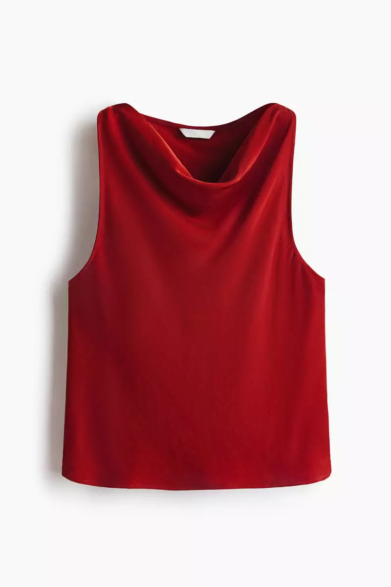 Cowl-neck satin top