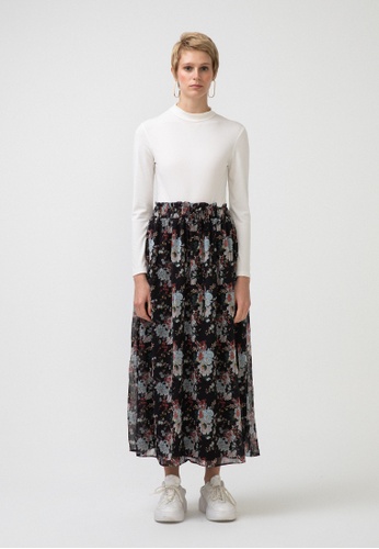 Touche Prive black Elastic Waisted Chiffon Skirt BA2C0AA1D75564GS_1