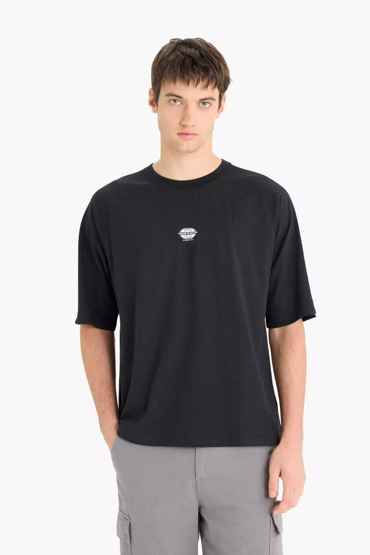 100% Cotton Loose Fit Crew Neck Printed Short Sleeve T-Shirt F0187Ax25Sm