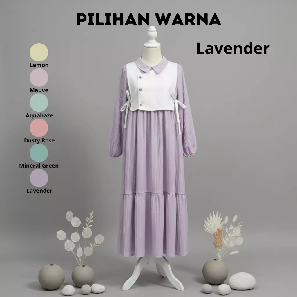 Two Mix - Gamis Anak Perempuan Lebaran 2026 Ramadan - Raya Baju Dress Muslim Ank Cewek 1-12 Tahun 4467 Lavender