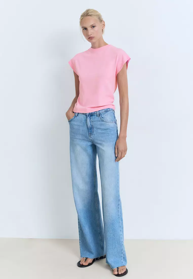 Short-Sleeved Fine-Knit Sweater