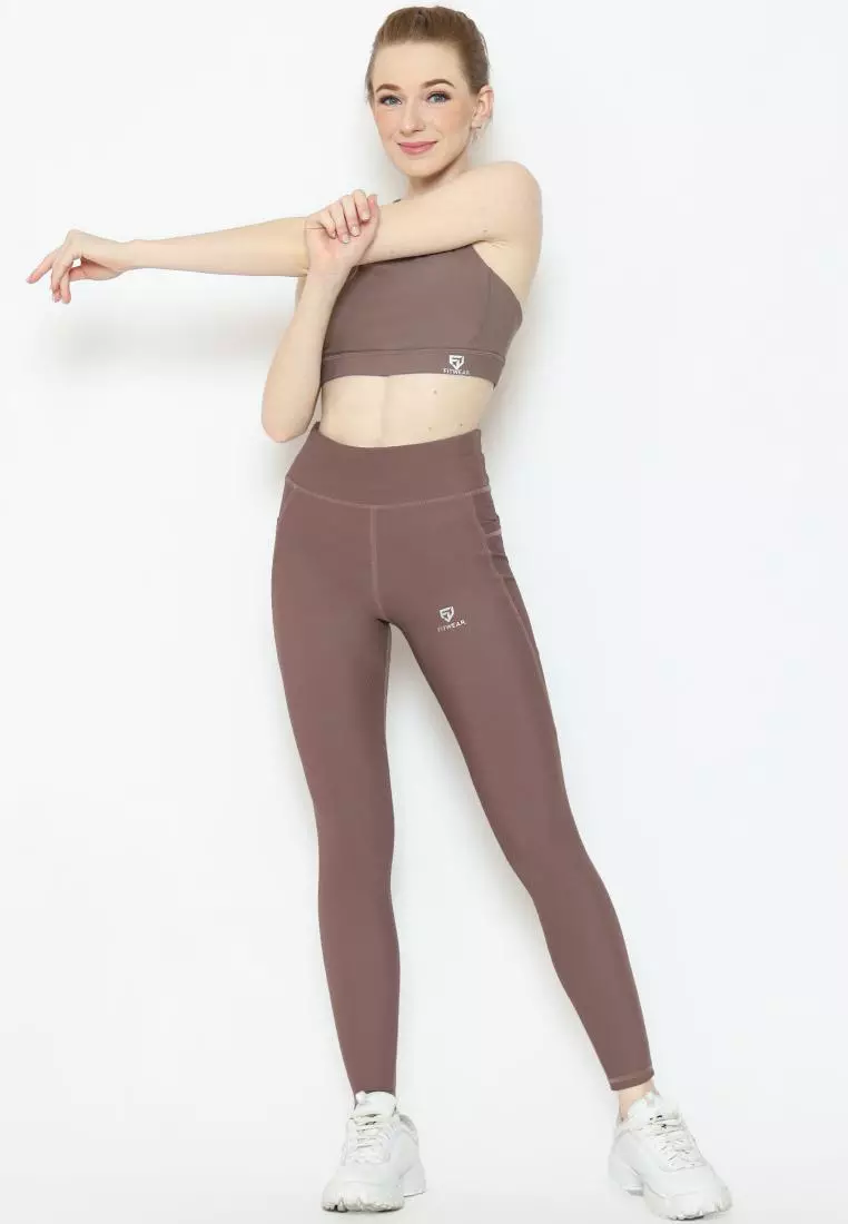 Fitwear - Legging Olahraga Wanita GALGADOT [LEGG RIBB] - PEANUT BROWN