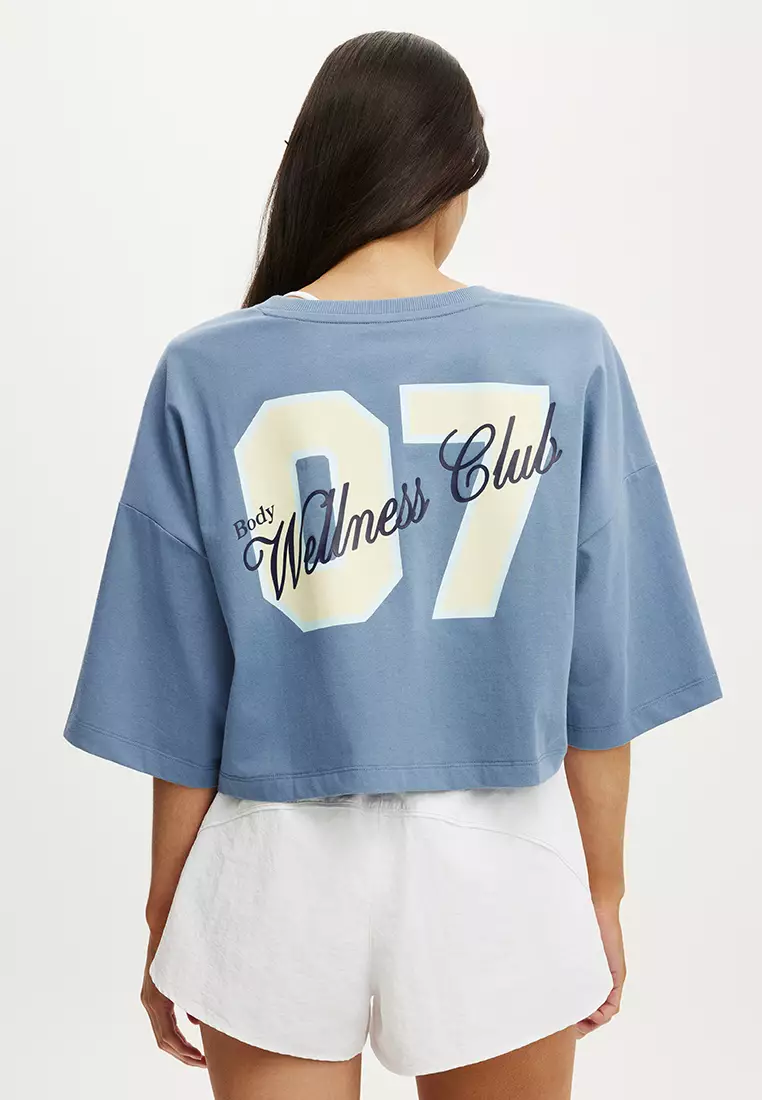 運動網面短版印花上衣