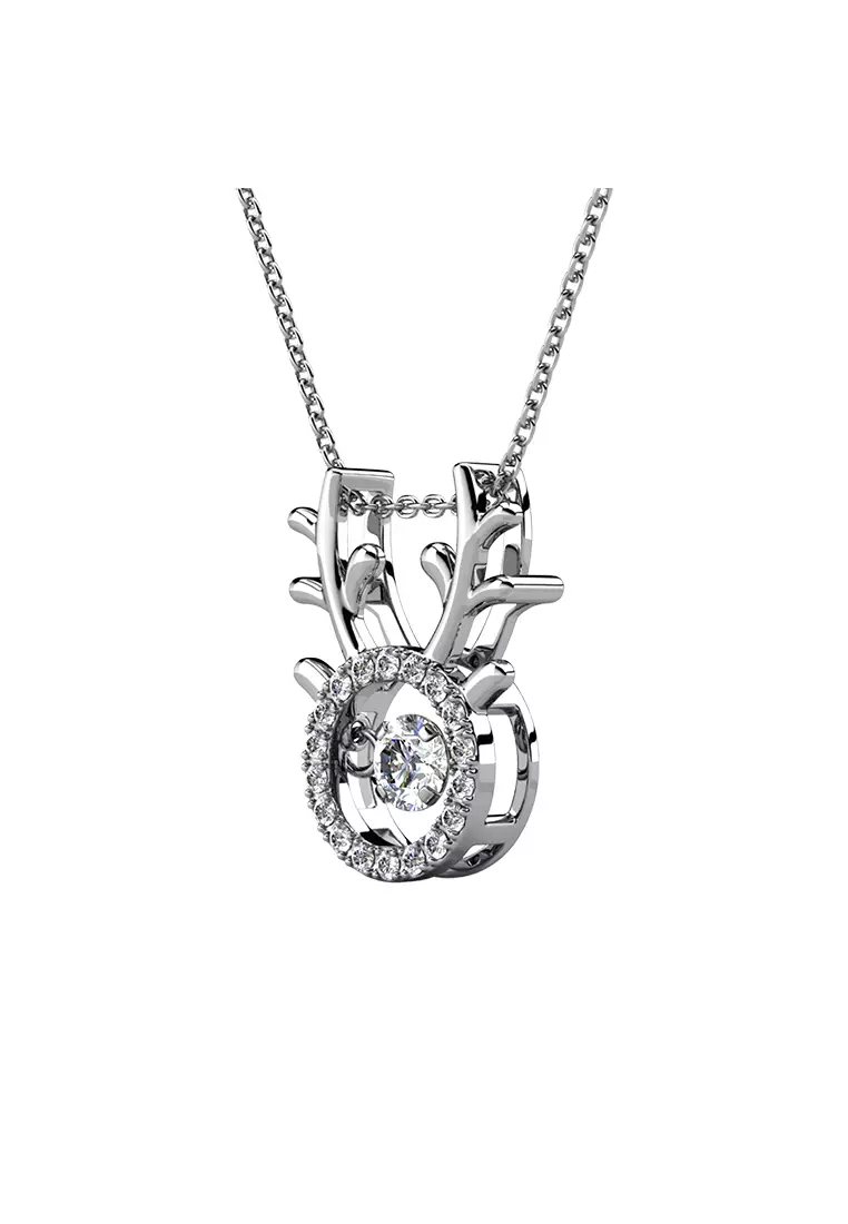 Dancing Antlers Pendant WG - Kalung Crystal Swarovski by Her Jewellery