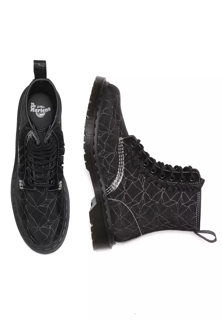 1460 FRILL Leather Lace Up Black Boots - Women