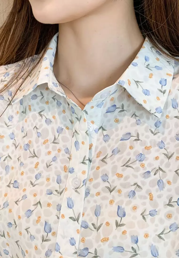 Floral Printed Sleeveless Shirt