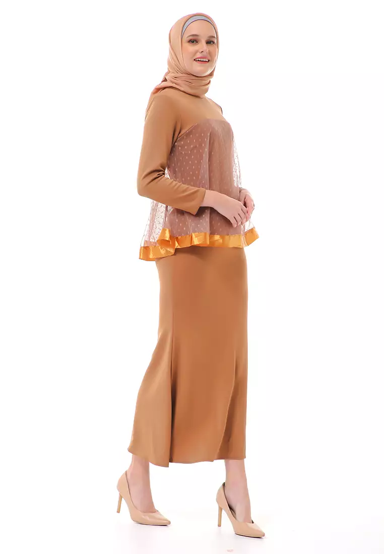 Gaun Model Duyung Fashion Muslimah Atasan Wanita Long Stlye Premium High Quality - Mocha