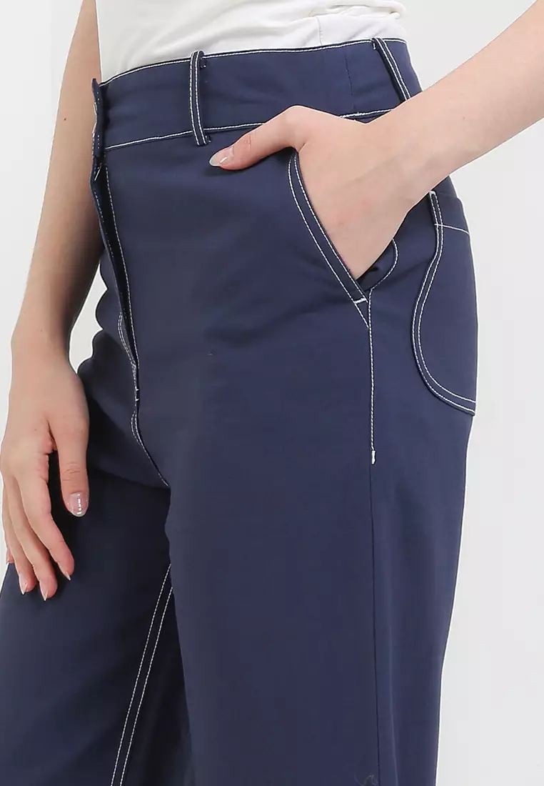 Celana Linen Twill Navy -Sophia Long Pants
