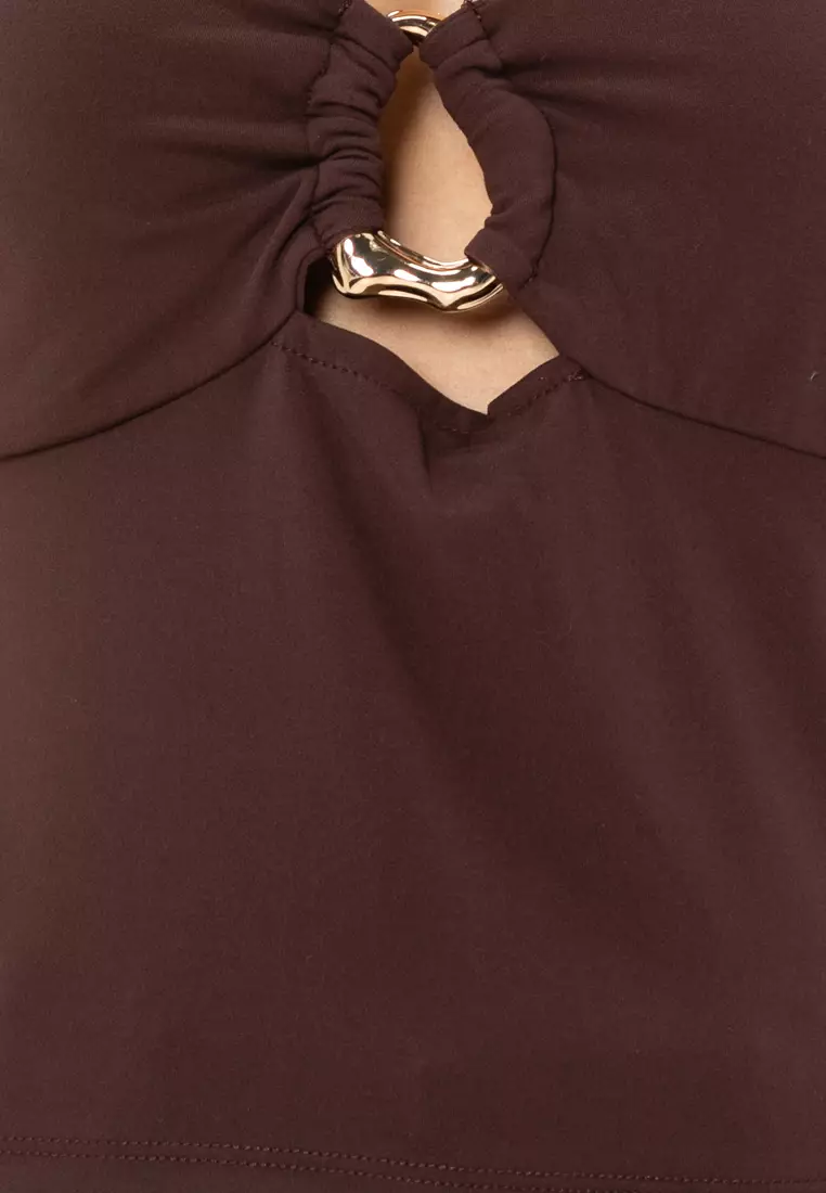 Front Buckle Detail Halter Top