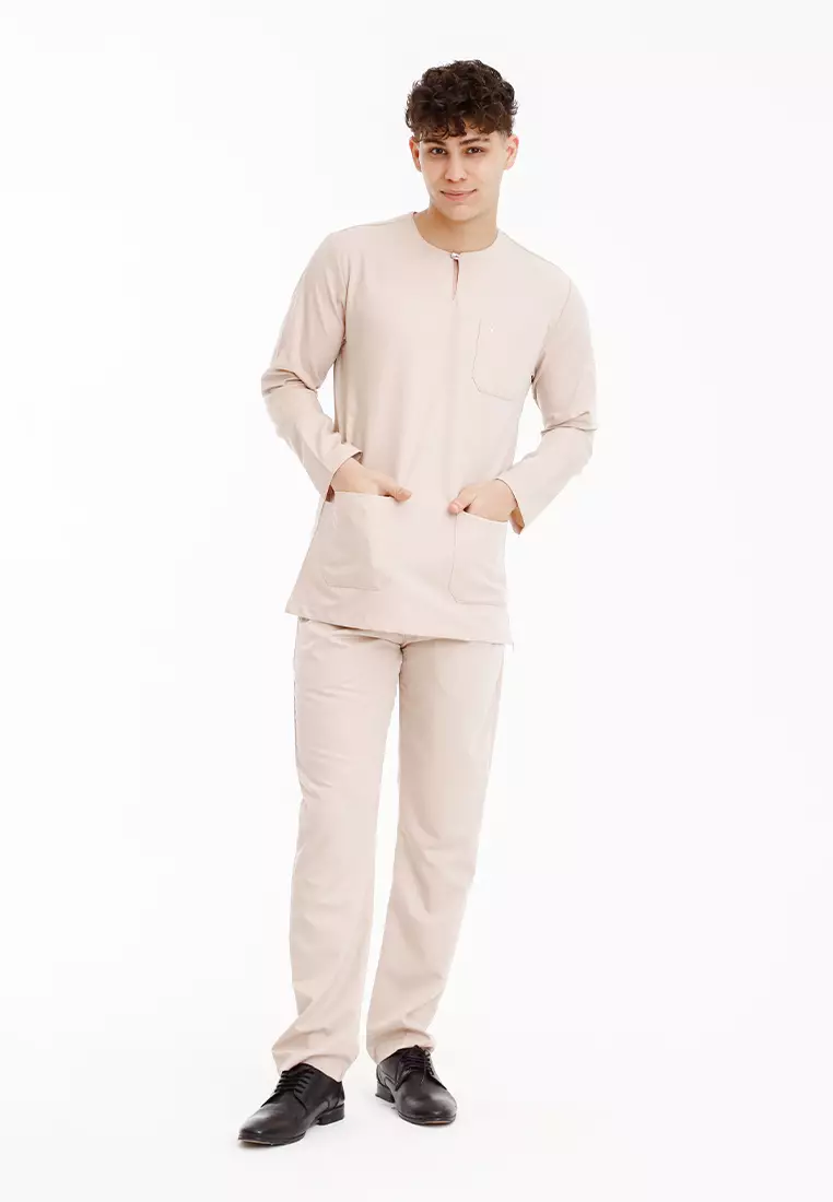 Forest x Hatta Dolmat Regular Fit Teluk Belanga Baju Melayu Set Ayah Anak Sedondon Baju Raya 2025  - BM23898-17Nude