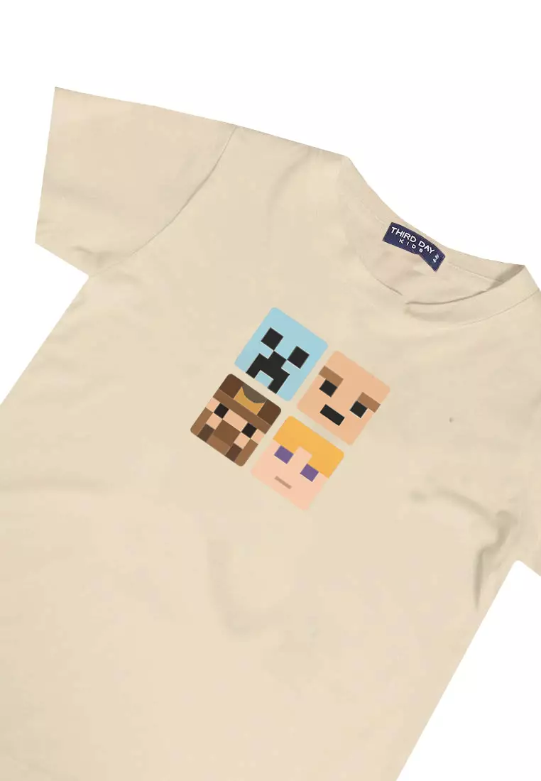 KU146 Kaos Anak Instacool "mc faces" light cream