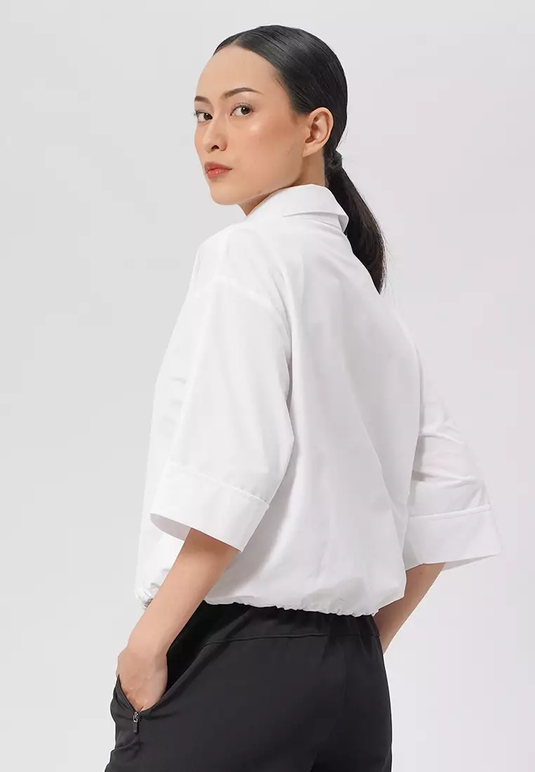 Cropped Shirt with Adjustable Hem
