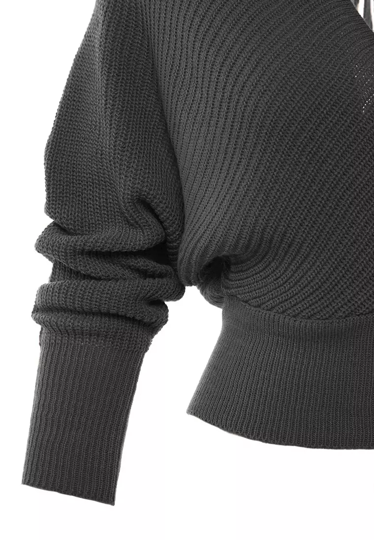 Anthracite Double Breasted Knitted Sweater TWOAW21KZ1277
