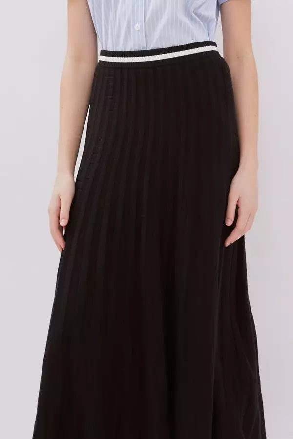 MINIMAL - Kallia - Rok Rajut Midi - Black Colour Black