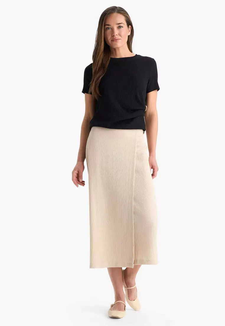 Regular Fit Basic Plain Midi Skirt
