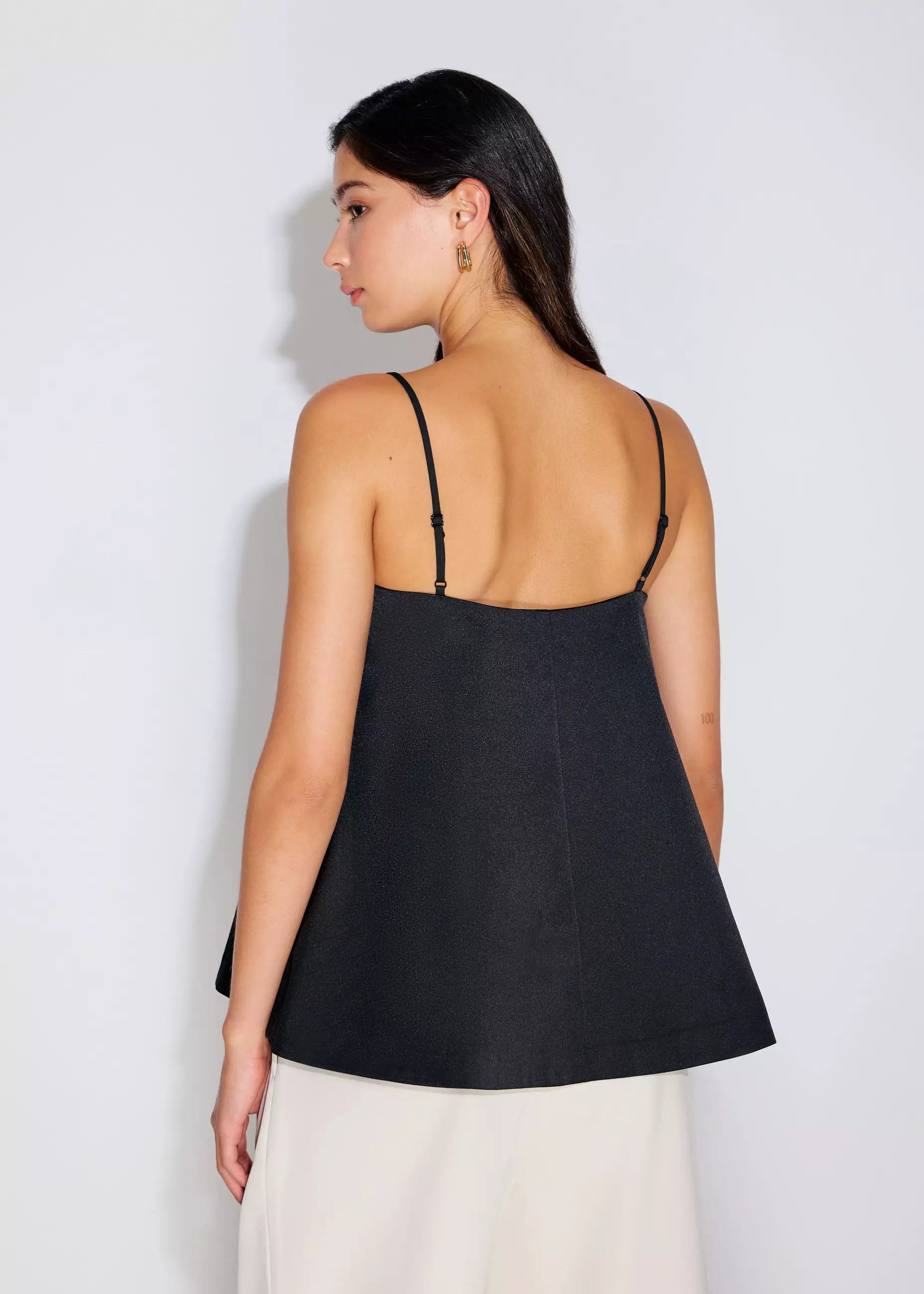 Atasan Wanita - Taffeta Straight Neck Tunic Top