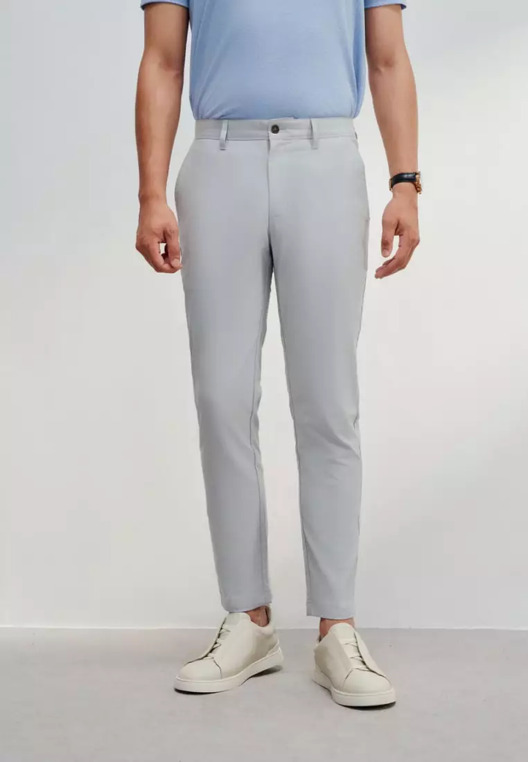 Soft Cotton Rich Stretch Slim Tapered Fit Twill Casual Pants