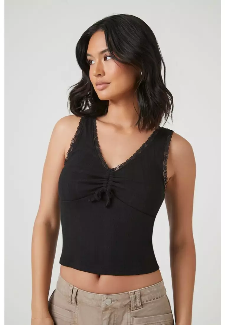 Buy FOREVER 21 Pointelle Knit Cropped Tank Top 2024 Online