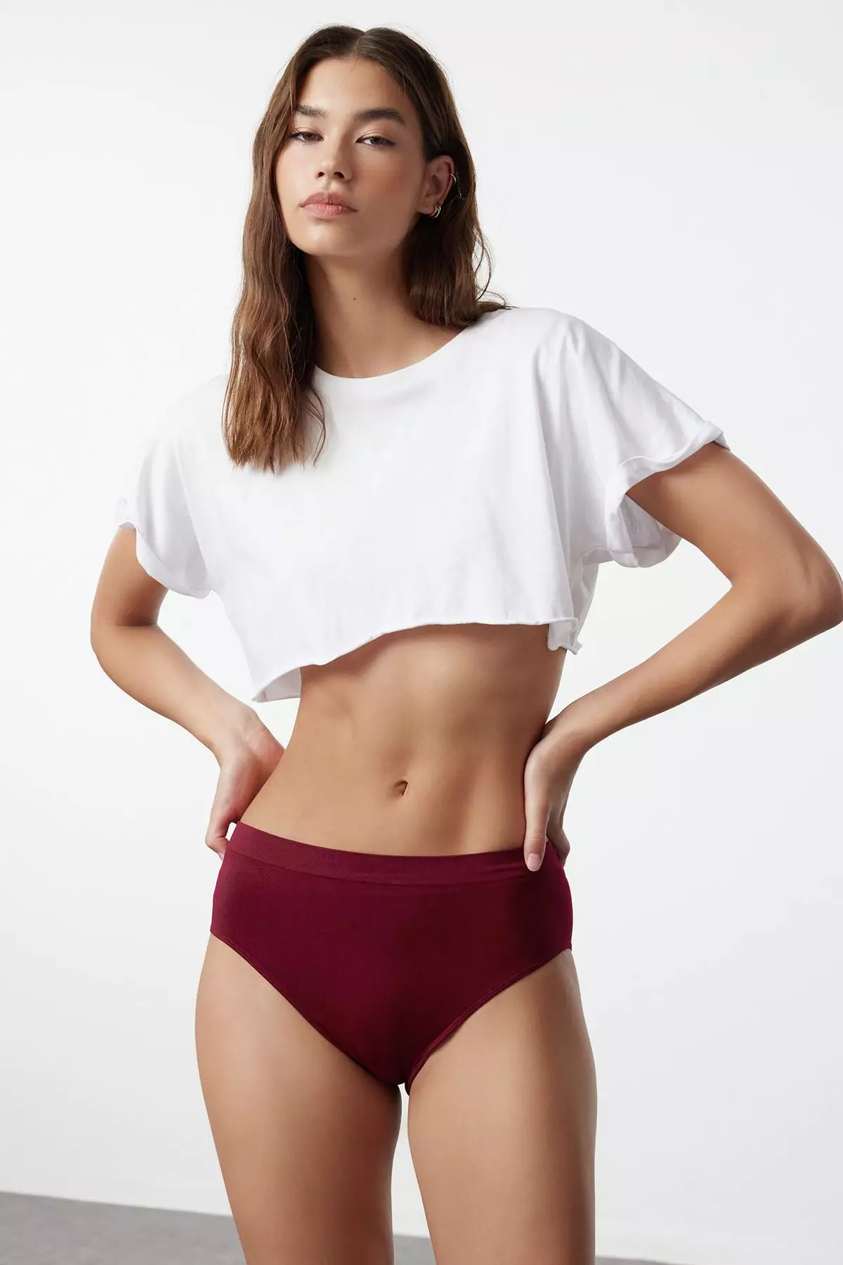 Black-Claret Red 2 Pack Seamless Hipster Knitted Panties THMAW22KU0013