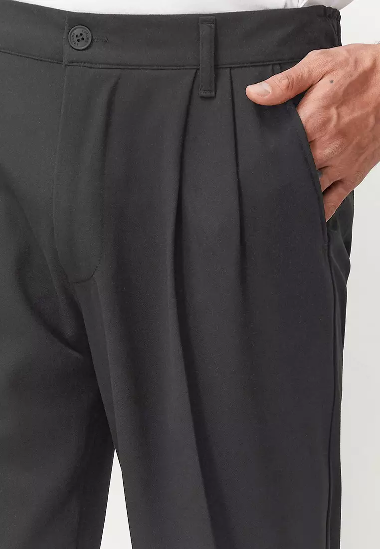 Anthracite Pleated Classic Baggy Fit Fabric Trousers TMNSS24PL00024