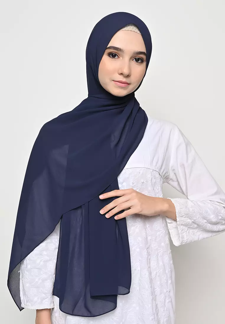 Pasmina  Cerutti Baby Doll Jahit Tepi Navy