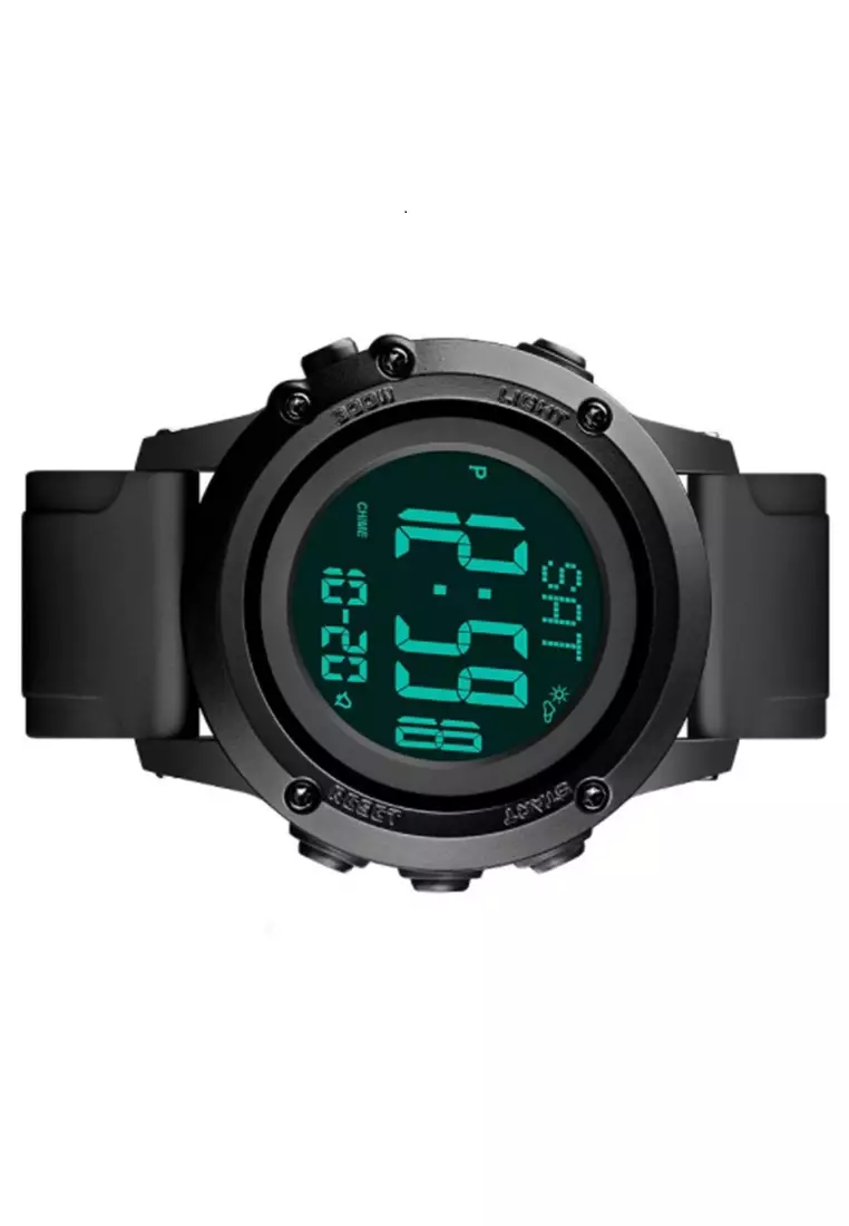 Jam Tangan Digital Pria Pedometer Compass Waterproof Many Function Strap Tali Material PU BY17 ORIGINAL