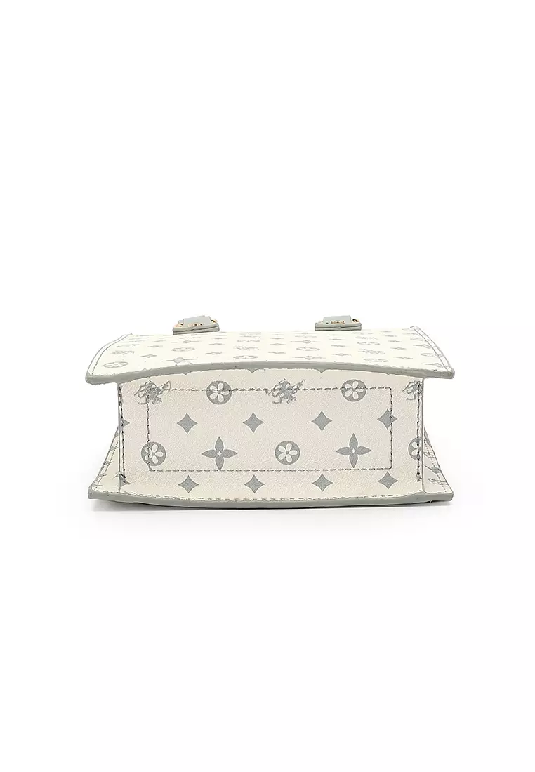 Women's Monogram Top Handle Bag / Sling Bag / Crossbody Bag (Tas Selempang / Tas Tangan) - Abu-Abu