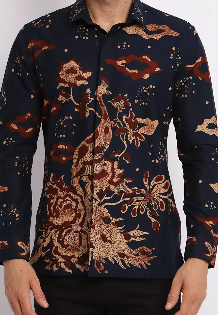 MAGINOT SANJAYA NAVY Batik Slim Fit Lengan Panjang
