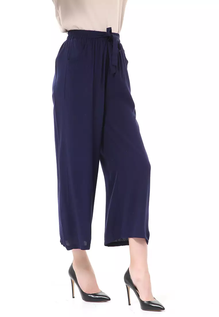 Stella Celana Panjang Casual Wanita Kulot Loose Pants Homewear Material Rayon ORIGINAL - Navy