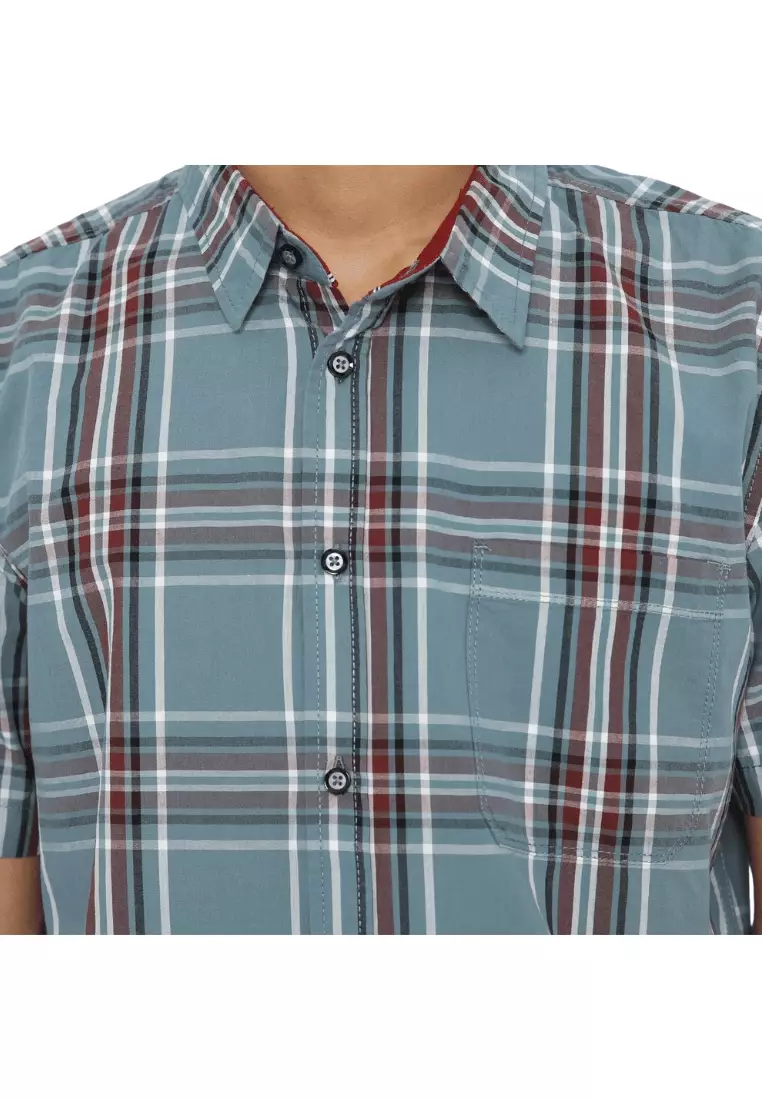 POLICE Kemeja Kotak Yarndyed Abu Regular Fit Pria