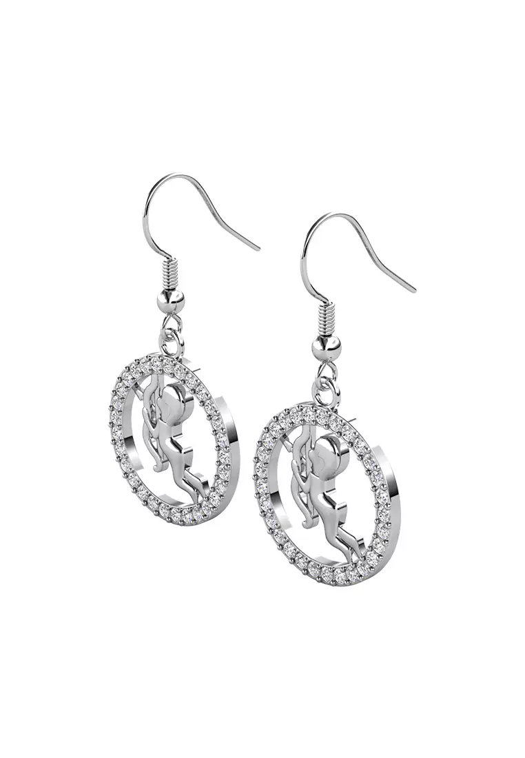 Horoscope Circlet Hook Earring SAGITARIUS WG  - Anting Crystal Swarovski by Her Jewellery