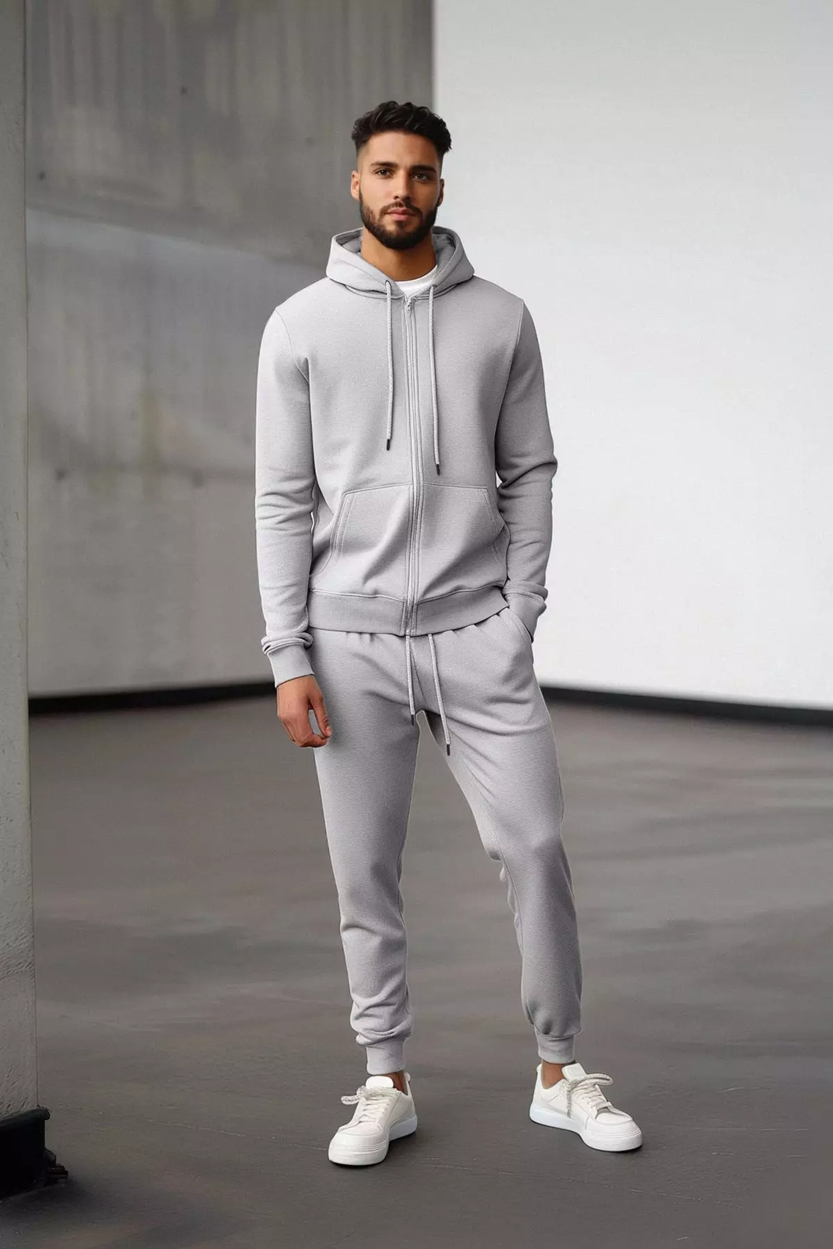 Buy Trendyol Gray Melange Oversize/Wide Cut Hooded Basic Tracksuit