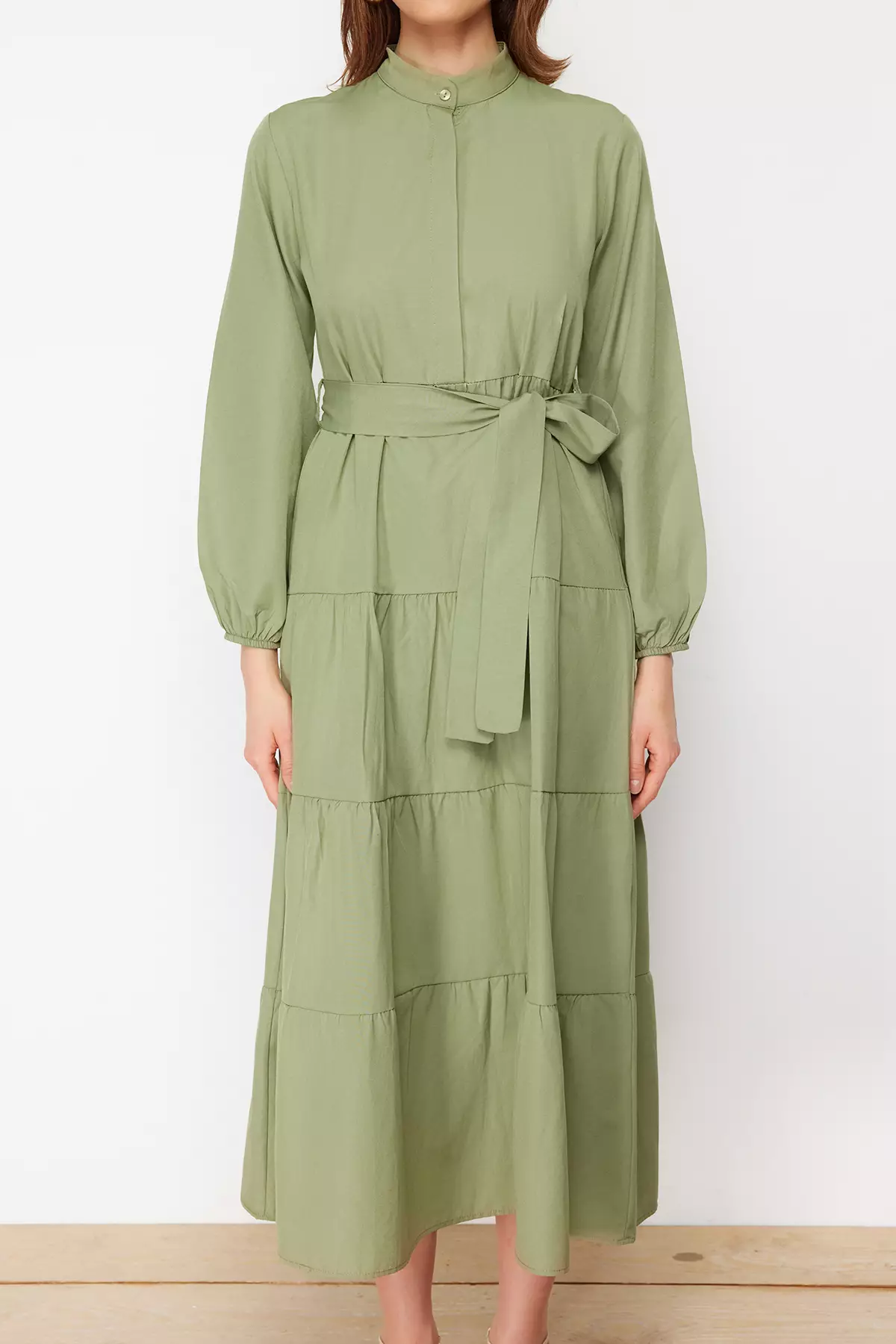 Khaki Belted Maxi Dress