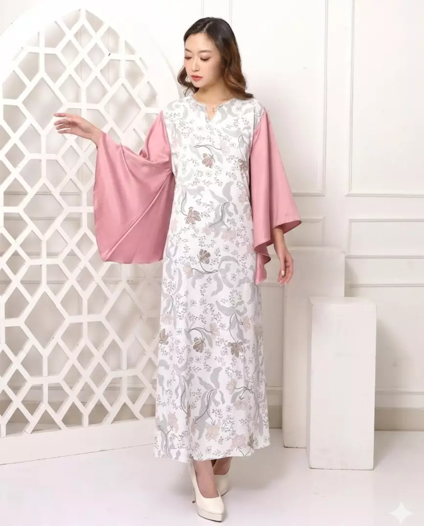 Aleena Wide Sleeve Caftan in Pink