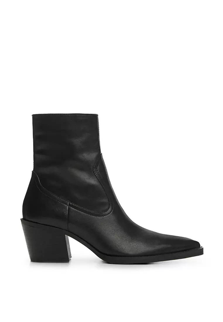 Mango leather pointed ankle boots sale