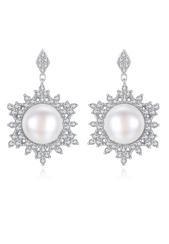 SUNRAIS silver Premium colored stone silver snowflake earrings E118FACE971BD5GS_1