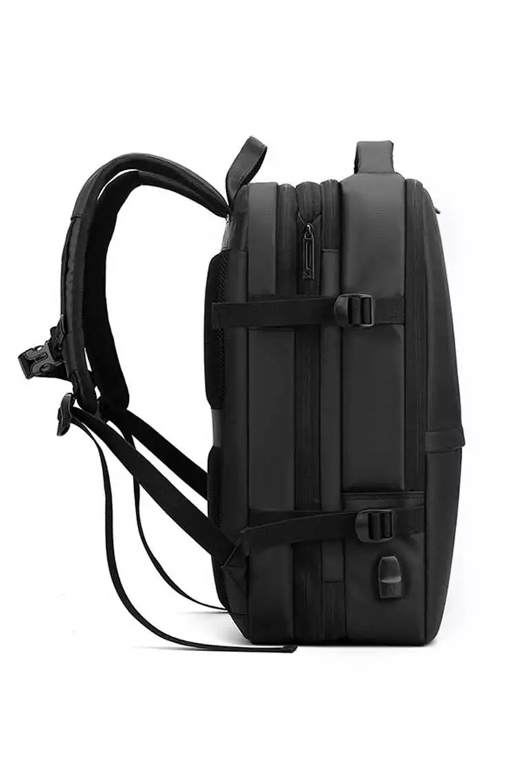 Buy Lara Men's Capacious Durable Oxford Cloth Breathable Expandable Zipper Backpack Black 2024