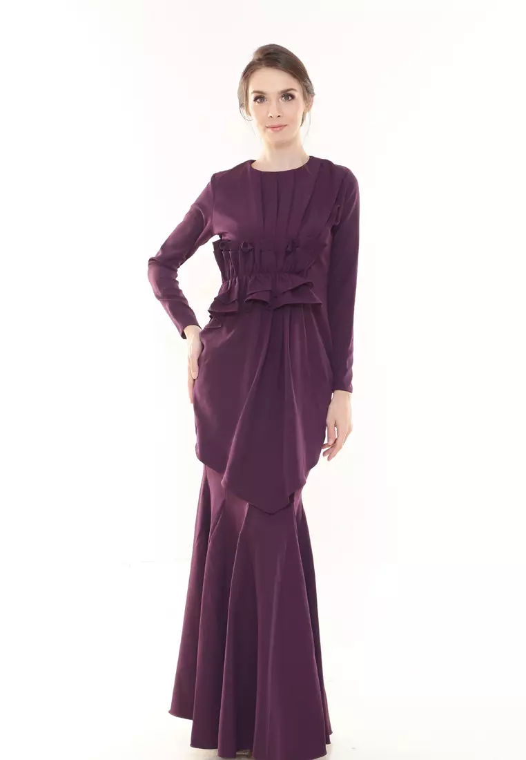 Buy Rina Nichie Couture Vincy Pleated Kurung Modern in Dark Purple ...