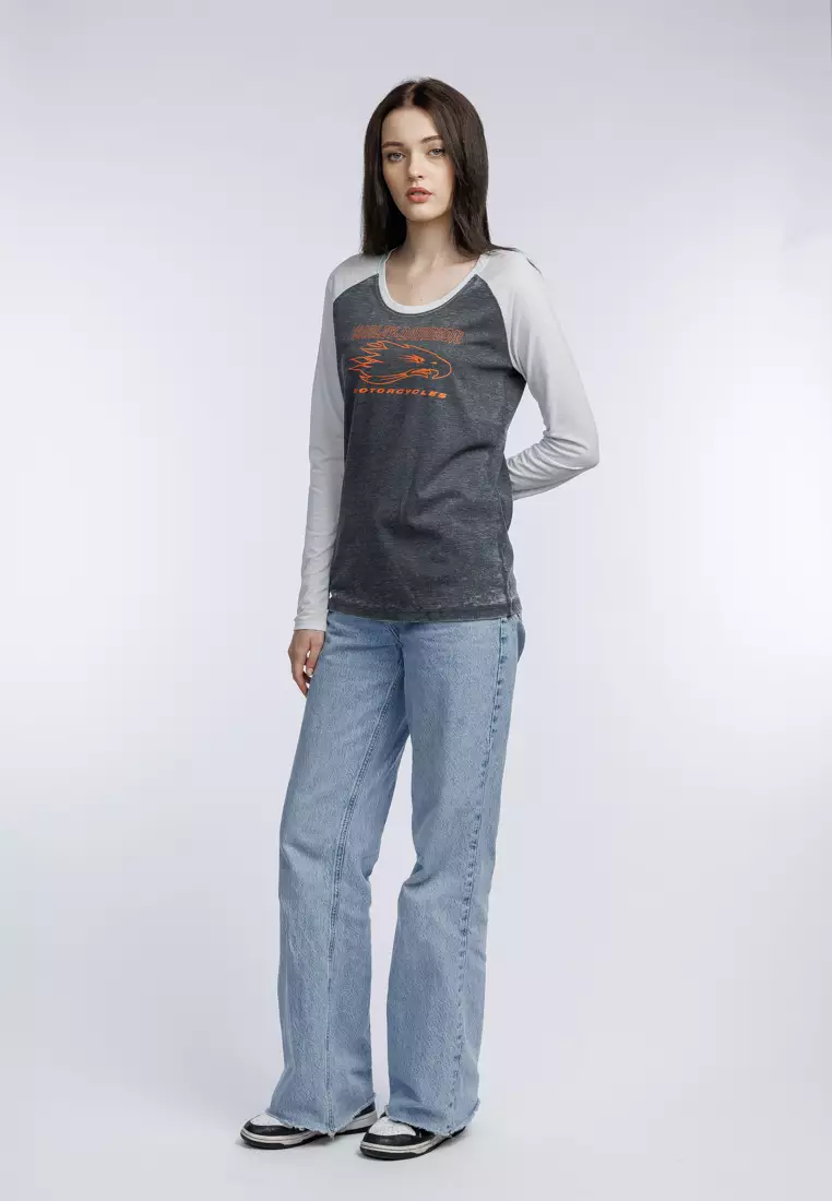 Harley-Davidson Screamin' Eagle® Raglan Long Sleeve Burnout Tee