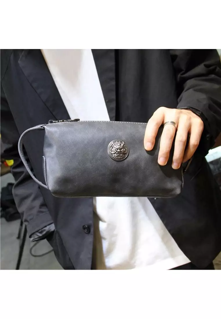 Kleine Dark Grey Dompet Tas Tangan Clutch