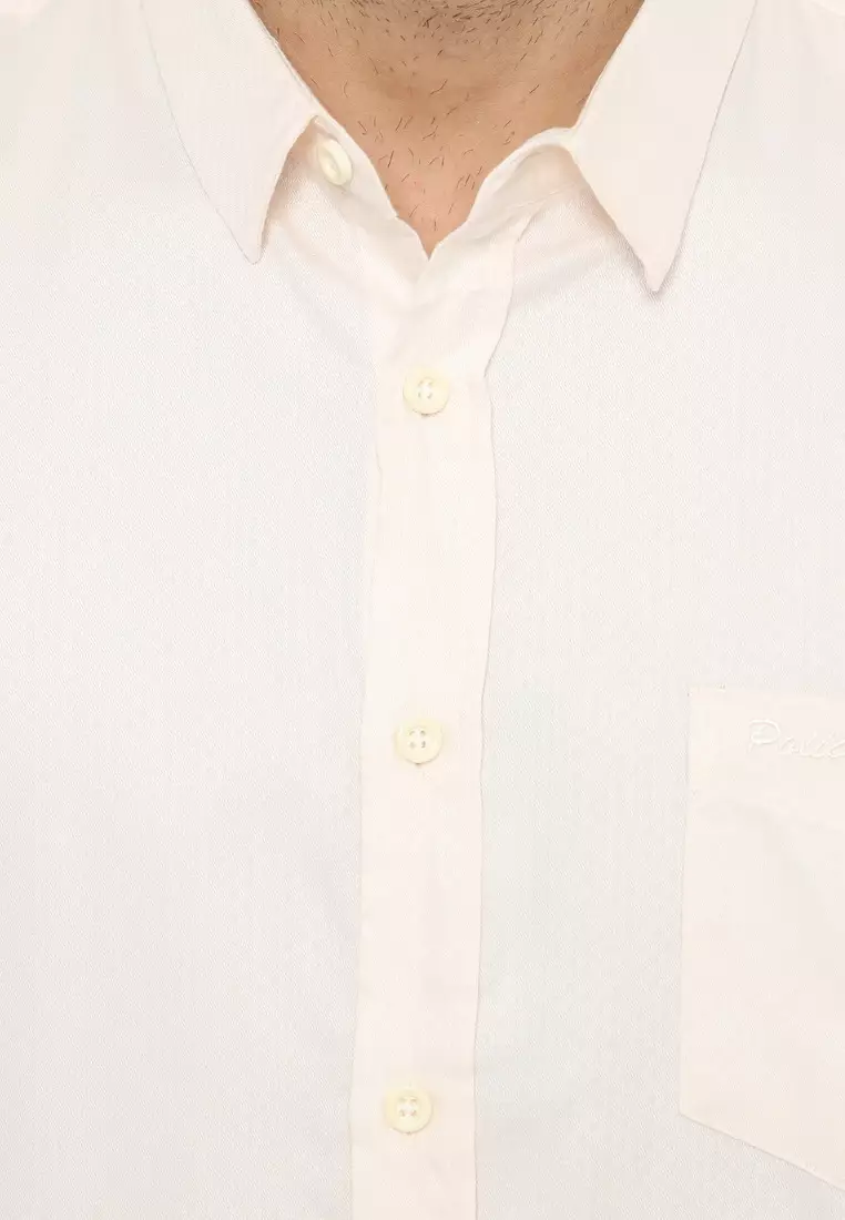 POLICE Kemeja Yarndyed Printing Cream Regular Fit Lengan Panjang Pria