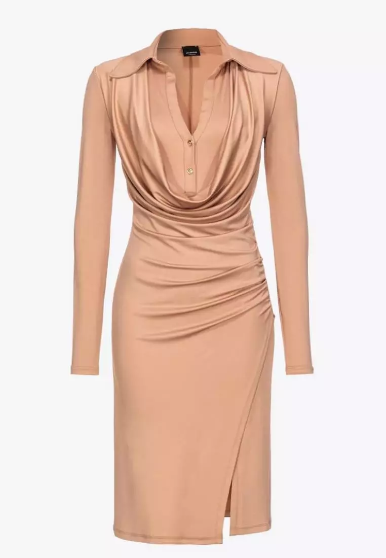 Interlock midi dress with draping